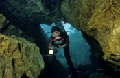 Photo: dd001443     Cave Little River Springs and Diver , ,  Branford, Florida, USA